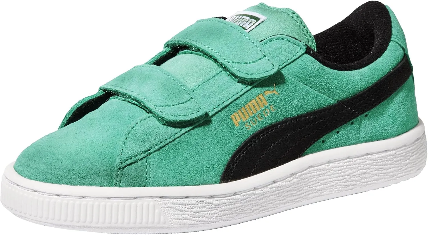 PUMA Suede Classic 2-Strap Sneaker, Fluorescent Teal/Black, 4 M US Toddler
