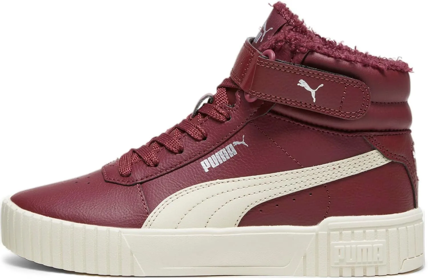 PUMA Unisex-Child Shoes Carina 2.0 Mid Sneaker, White Silver, 5 US Big Kid