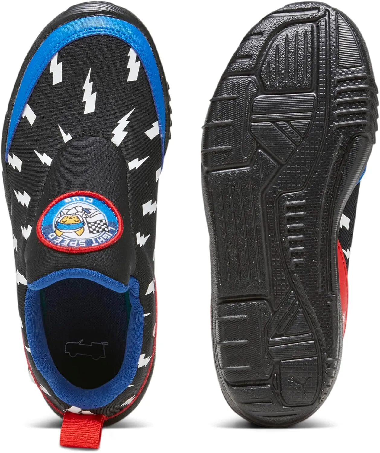 PUMA Unisex-Child Slip on Shoes BMW M Motorsport Bao Kart Sneaker, White Black-Estate Blue, 13.5 US Little Kid