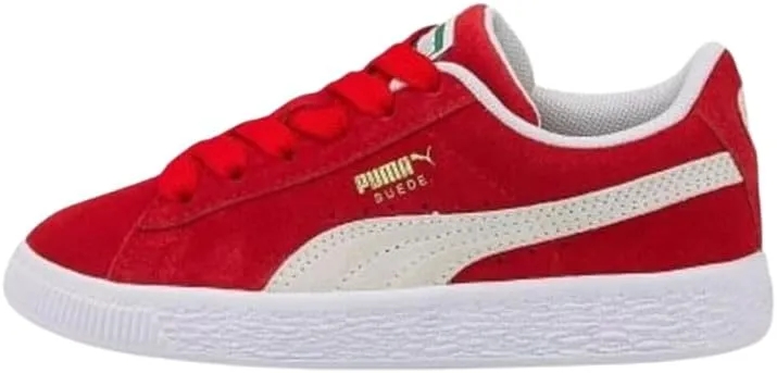 Puma Unisex-Child Suede Classic Sneaker, Rhubarb White-High Risk Red, 5.5 M US Big Kid