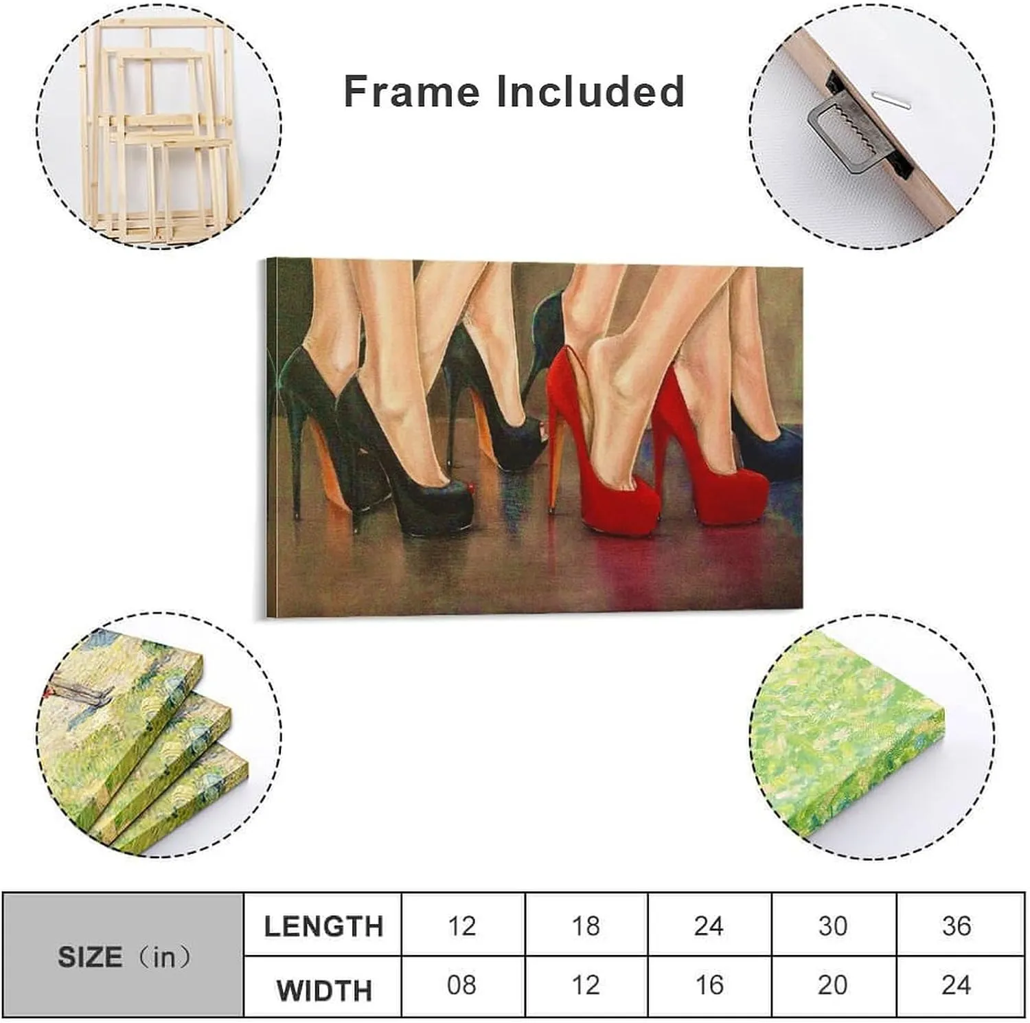 Red And Black High Heels Canvas Wall Art Shoe Painting Suitable for Girls Room Decoration Canvas Poster Wall Art Decor Print Picture Paintings for Living Room Bedroom Decoration 16x24inch(40x60cm)