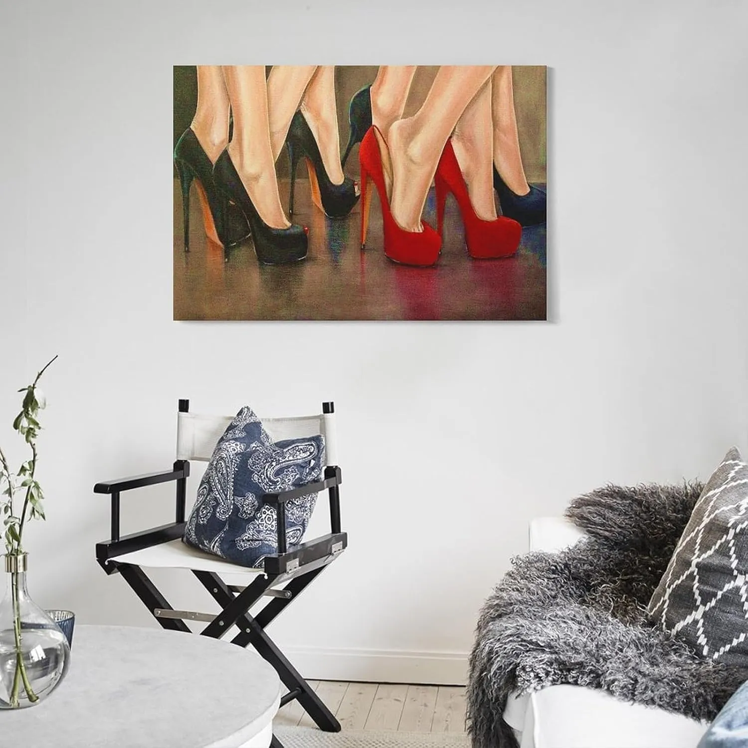 Red And Black High Heels Canvas Wall Art Shoe Painting Suitable for Girls Room Decoration Canvas Poster Wall Art Decor Print Picture Paintings for Living Room Bedroom Decoration 16x24inch(40x60cm)