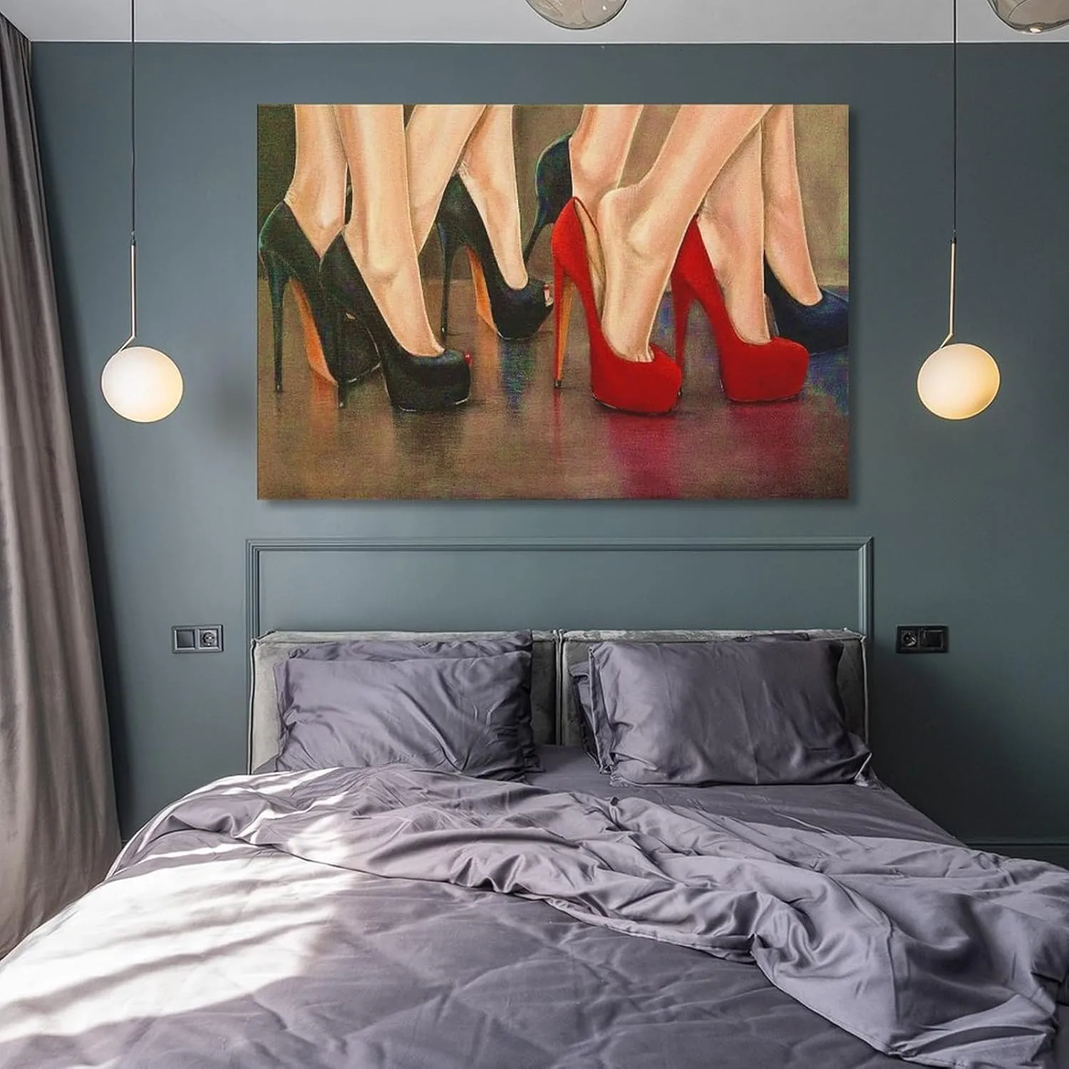 Red And Black High Heels Canvas Wall Art Shoe Painting Suitable for Girls Room Decoration Canvas Poster Wall Art Decor Print Picture Paintings for Living Room Bedroom Decoration 16x24inch(40x60cm)