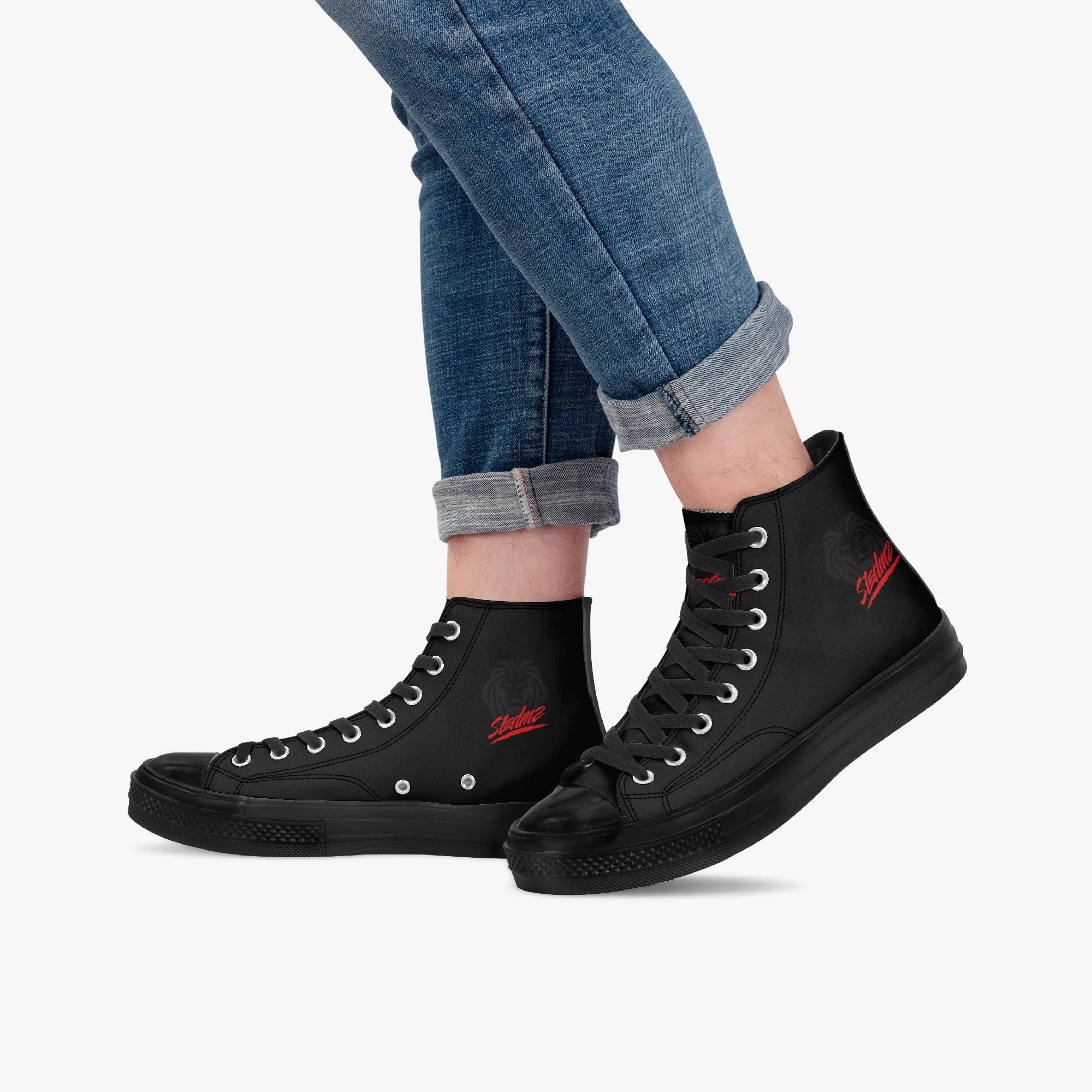 Red Hexagon Stealth Canvas Basketball Shoe