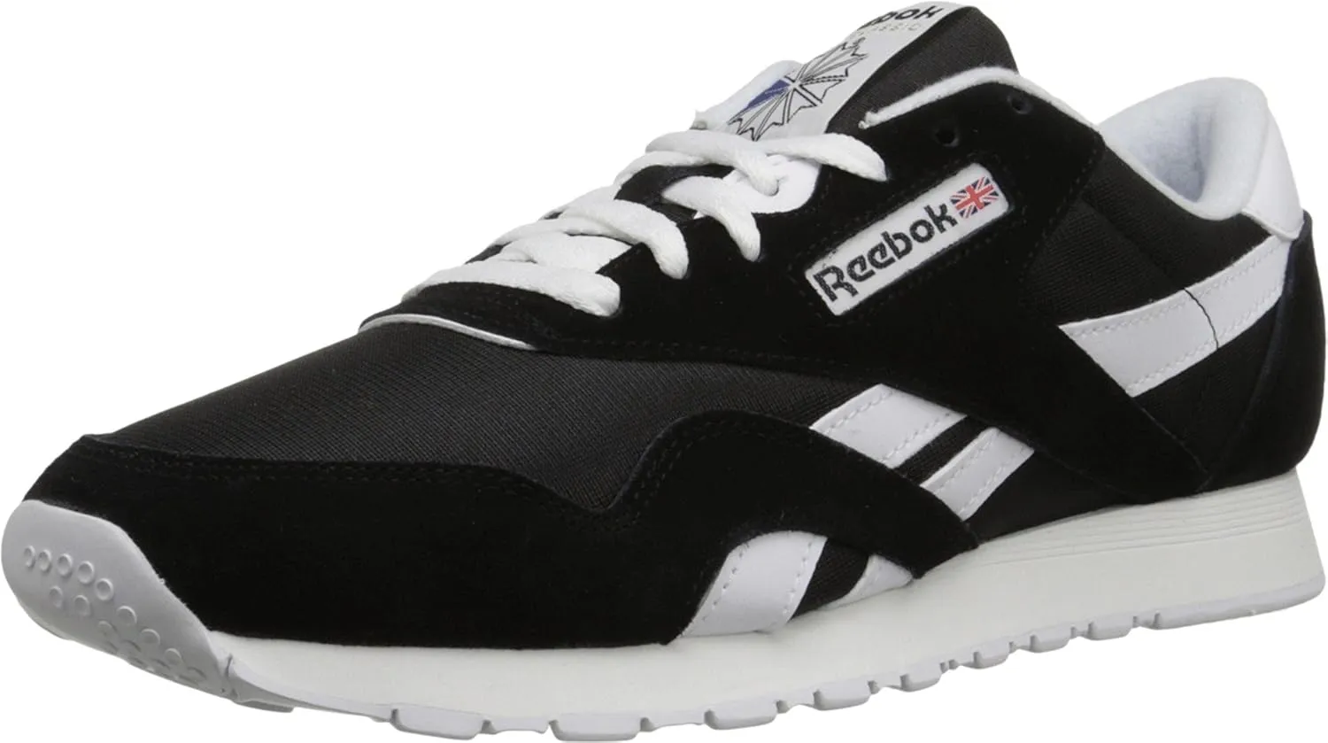 Reebok Classic Cl Nylon Trainers Men Black/White - 3.5 - Low Top Trainers Shoes