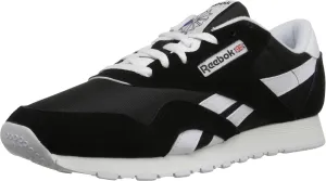Reebok Classic Cl Nylon Trainers Men Black/White - 3.5 - Low Top Trainers Shoes