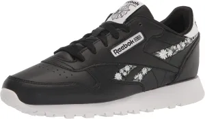 Reebok Girls Classic Leather Sneaker, Black/White, 6 Big Kid