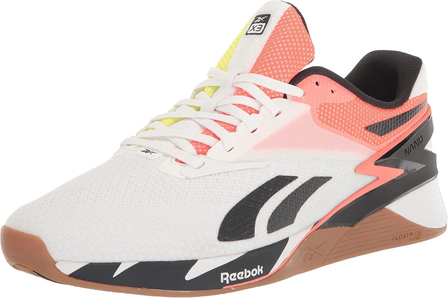 Reebok Unisex Nano X22 Sneaker, FTWR White/Orange Flare/Solar Acid Yellow, 13 US Men