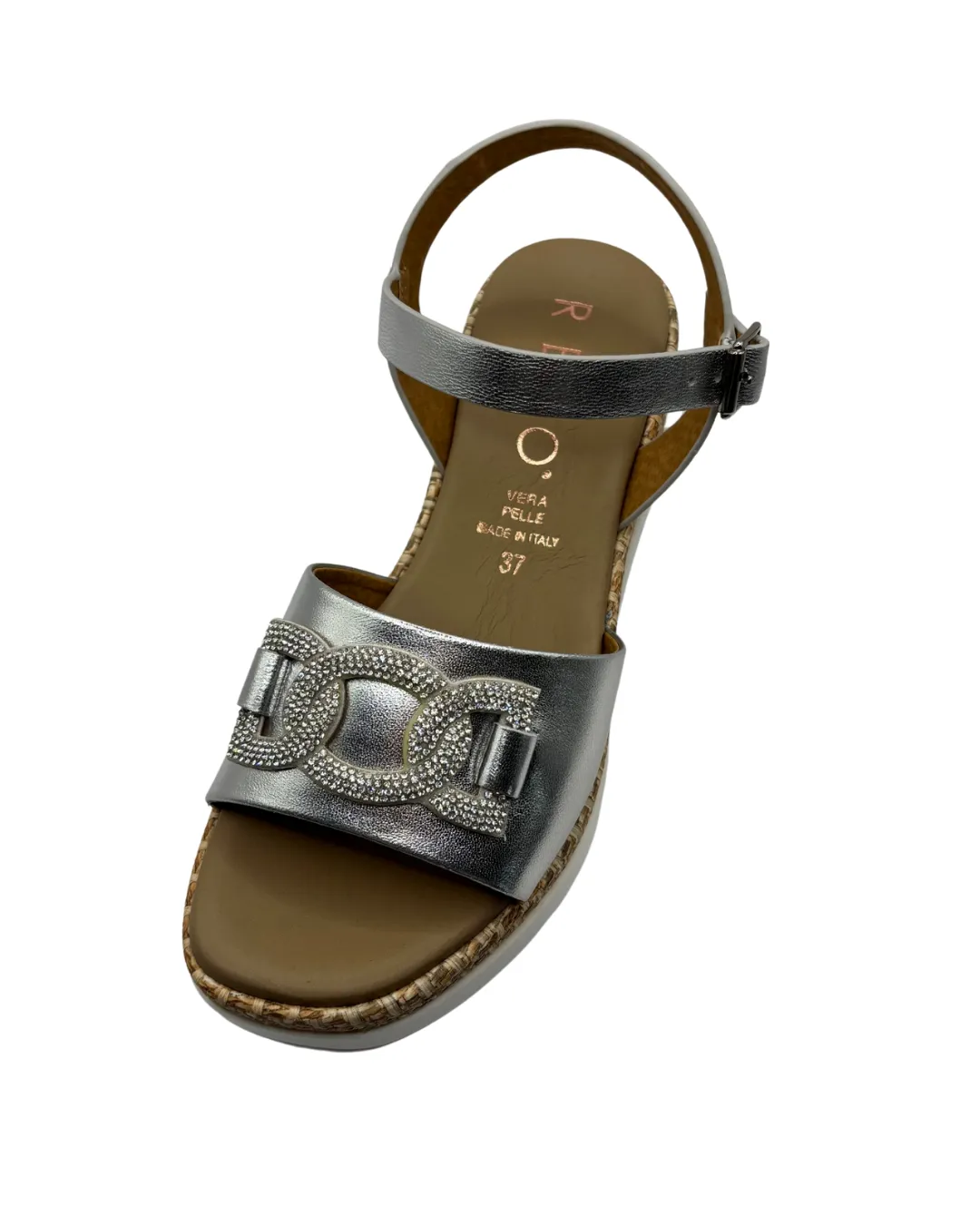 Repo Silver Wedged Sandal with Buckle Detail