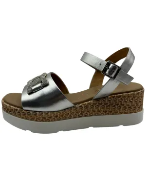 Repo Silver Wedged Sandal with Buckle Detail
