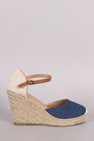 Round Limited quantity Excellent craftsmanship strap Espadrille Denim Wedge Toe Platform Ankle