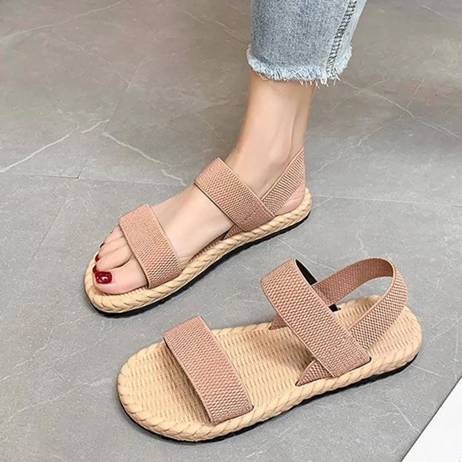 Sandals for Women Summer 2025 Comfortable Shoes Open Toe Ankle BackStrap Wide Fit Walk With Arch Support
