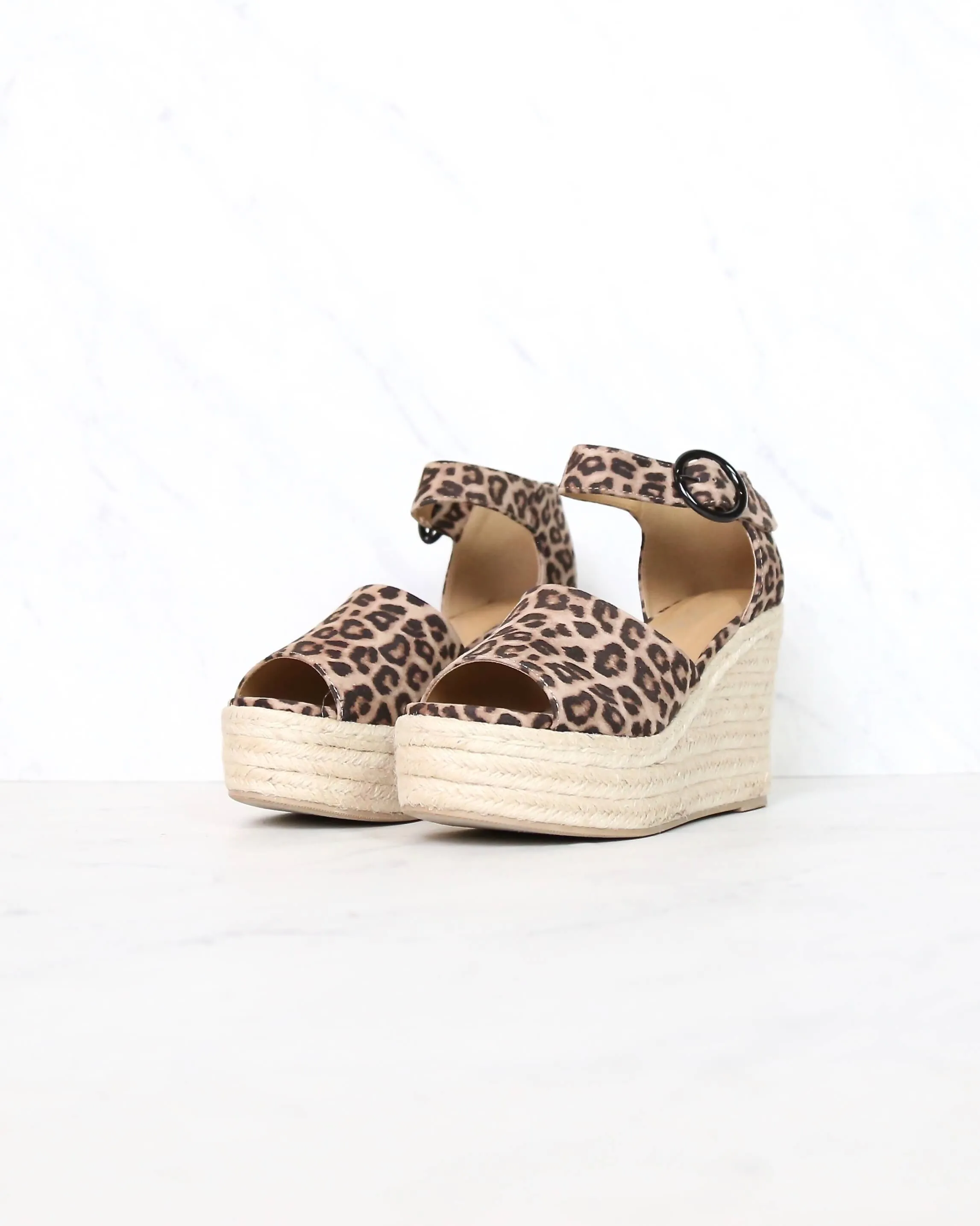 Sassy Espadrille Wedges in Leopard