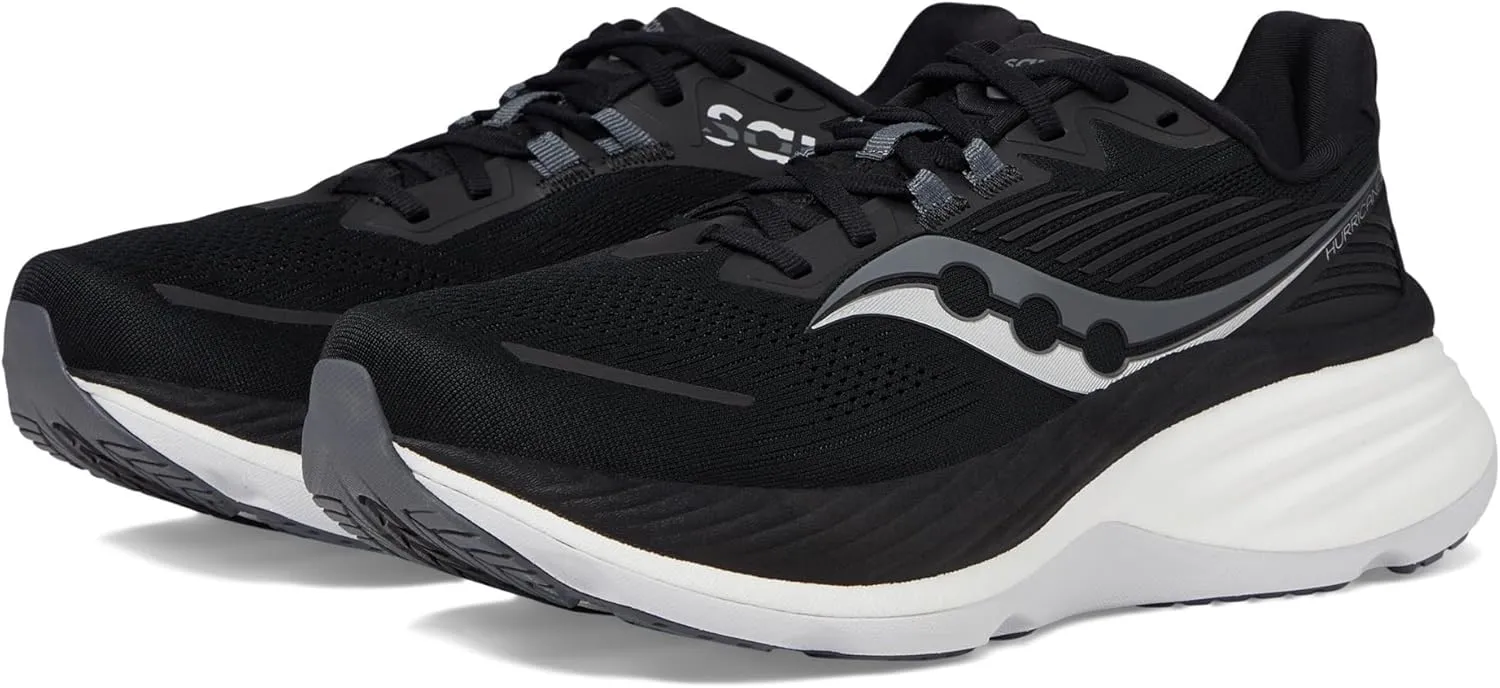 Saucony Men's Hurricane 24 Triple Sneaker, Black/Carbon, 7