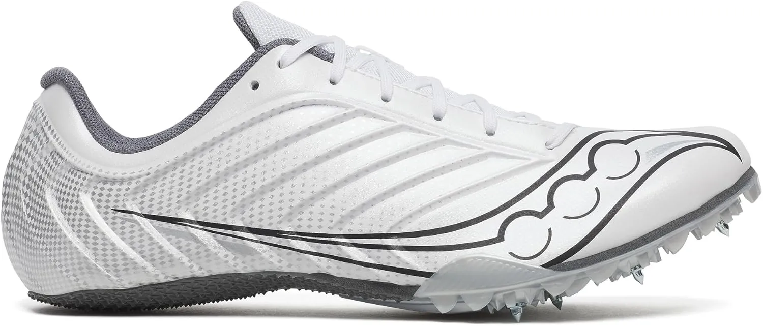 Saucony Men's Spitfire 5 Sneaker, White/Carbon, 14