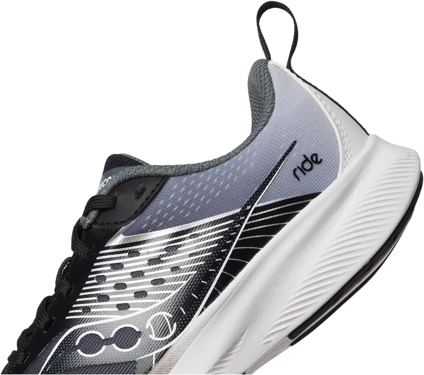 Saucony Ride Kidz Sneaker, Black/White, 1.5 US Unisex Big Kid