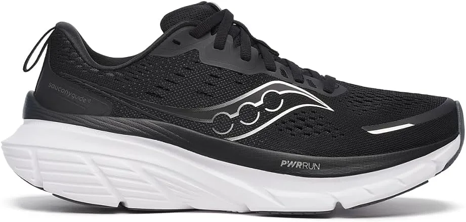 Saucony Women's Guide 18 Sneaker, Black/White, 7
