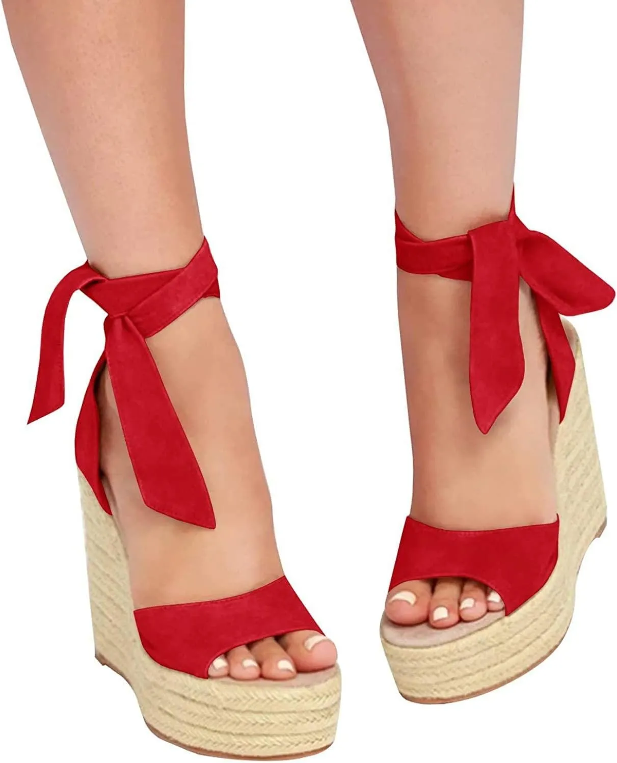 SERAIH Womens Lace up Espadrilles Platform Wedges Sandals Heels Tie Ankle Strap Summer Dress Shoes