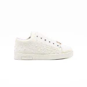 Serenity Luxury White Canvas Handmade Embellished Tennis Shoe