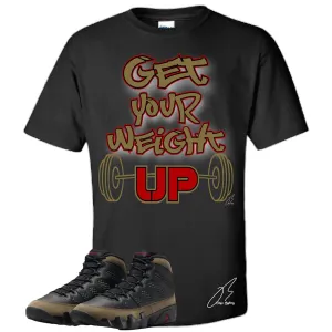 Shirt To Match Jorda Retro 9 Olive,Get Weight Unisex Sneaker Graphic Tee,Best Gift,Christmas (Black, L)