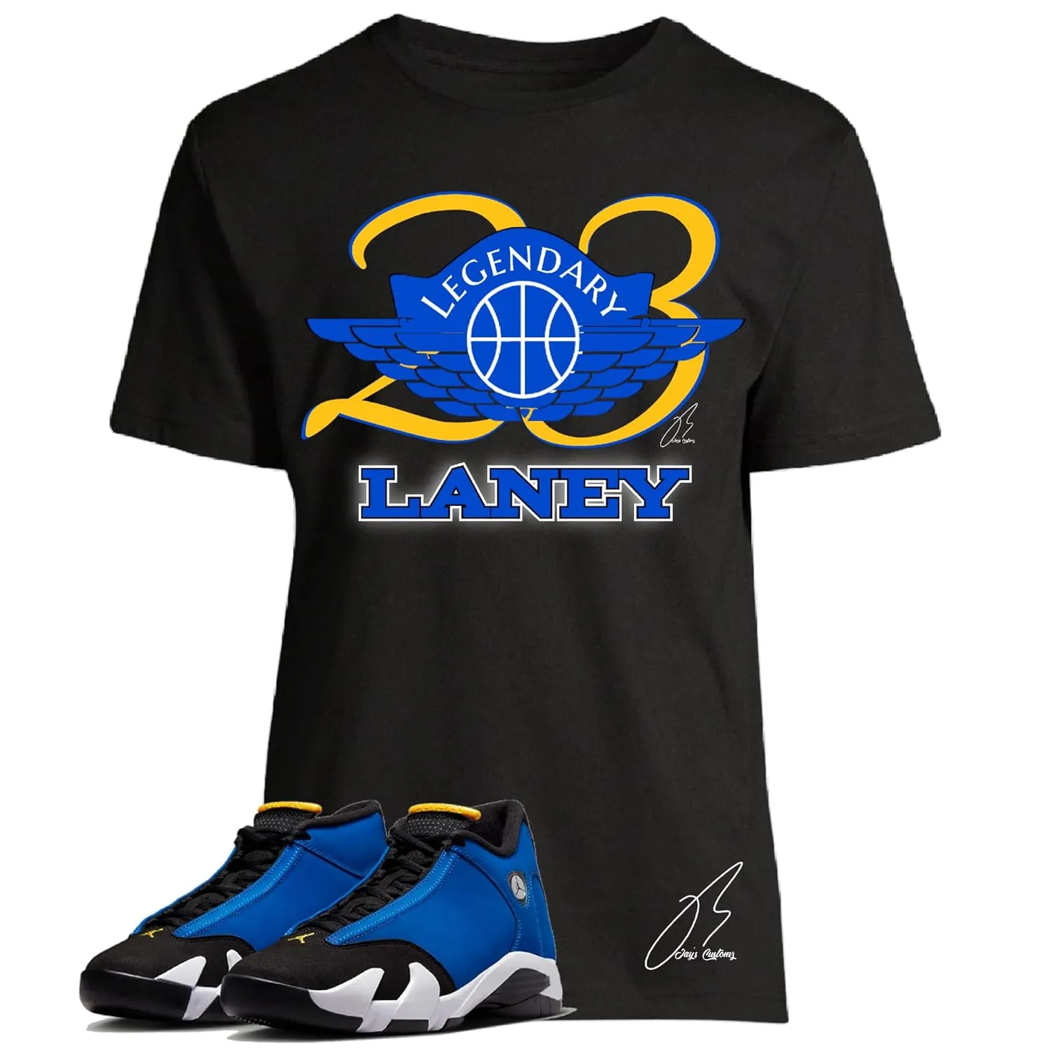 Shirt To Match Jordan Retro 14 Laney/Blue,23 Wing Unisex Graphic Tee,Sneaker Match,Gift (XXL, Black)