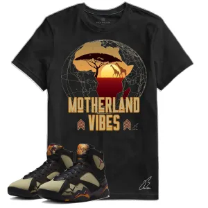 Shirt To Match Jordan Retro 7 Black Olive/Neutral,Motherland Vibes Unisex Graphic Tee,Sneaker Match,Gift (L, Black)