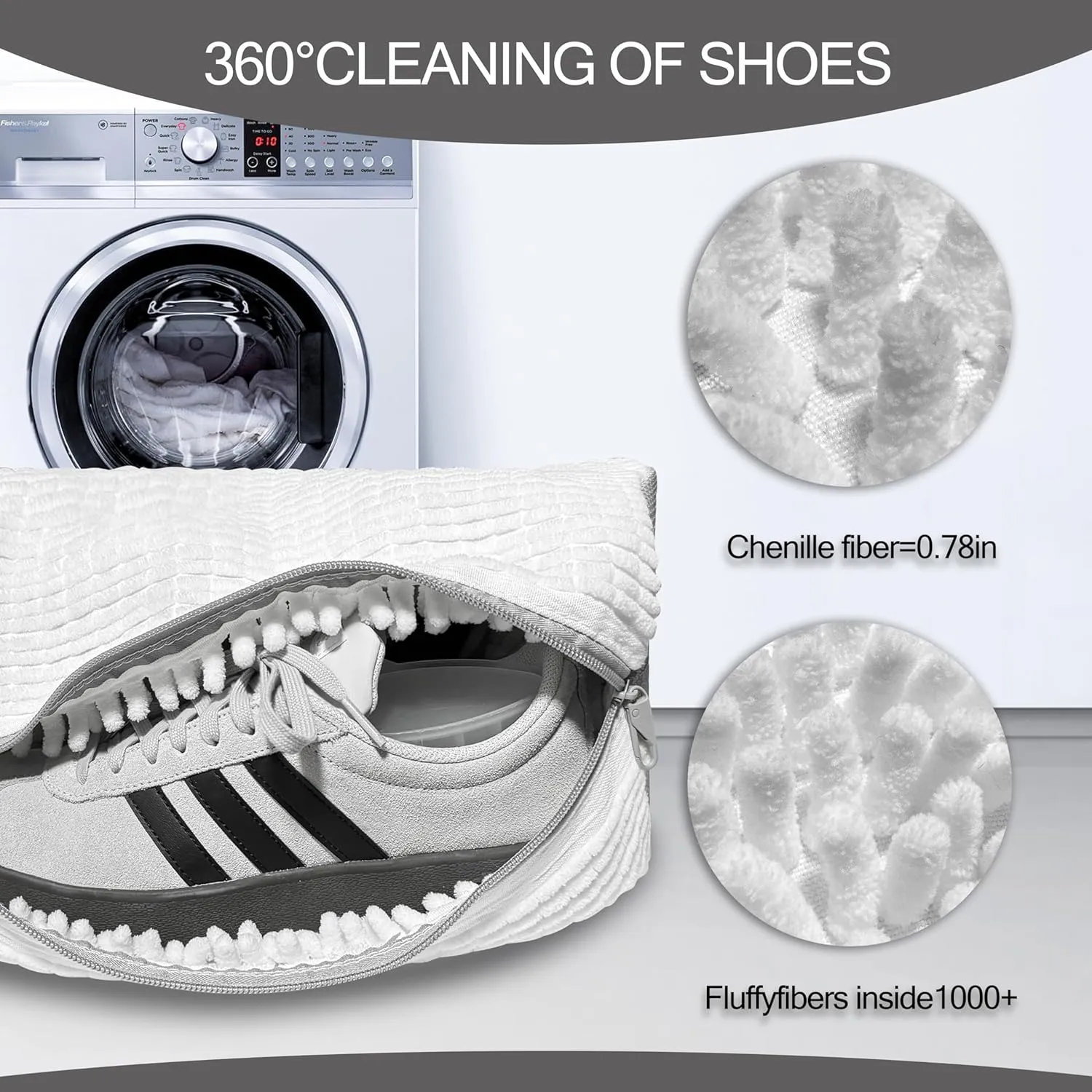 Shoe Washing Machine Bag: Laundry Shoe Bag For Washer And Dryer, Shoes Unstain Cleaner Kit Reusable Shoe Washing Bag For Sneakers, Trainers, Tennis Shoes(White 2pcs)