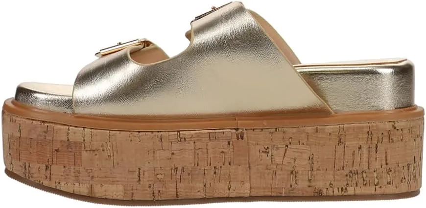 Shu Shop Womens Lucinda Metallic Platform Casual Sandals Casual Mid Heel 2-3" - Gold