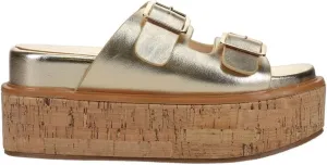 Shu Shop Womens Lucinda Metallic Platform Casual Sandals Casual Mid Heel 2-3" - Gold