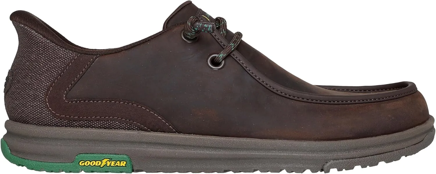 Skechers Men's John Deere Leather Moc Toe Bungee Hands Free Slip-ins Oxford