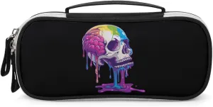 Skeleton Skull A Brain Invade Pencil Case Portable Makeup Bag Pencil Pouch Travel Makeup Case Organizer for Women Men
