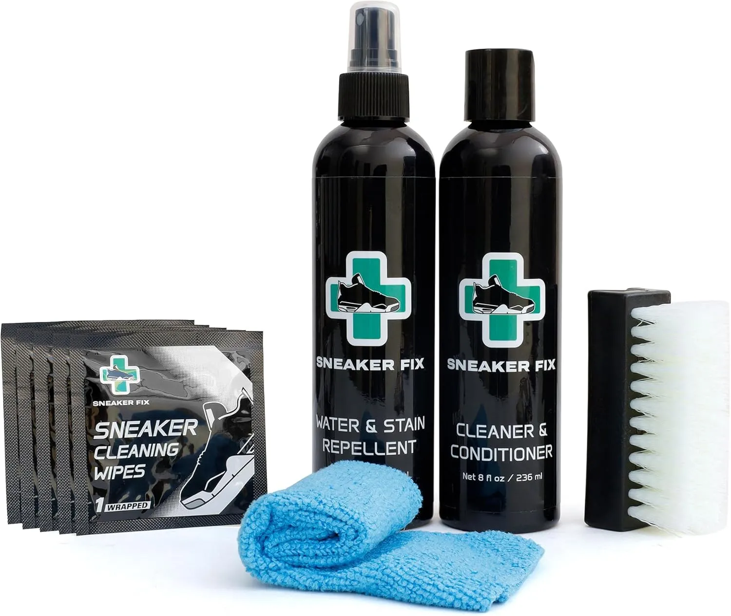 Sneaker Whitener Bundle White Shoe Paint Polish, White Sneaker Sponge Restorer & Instant Cleaner Conditioner, Brush
