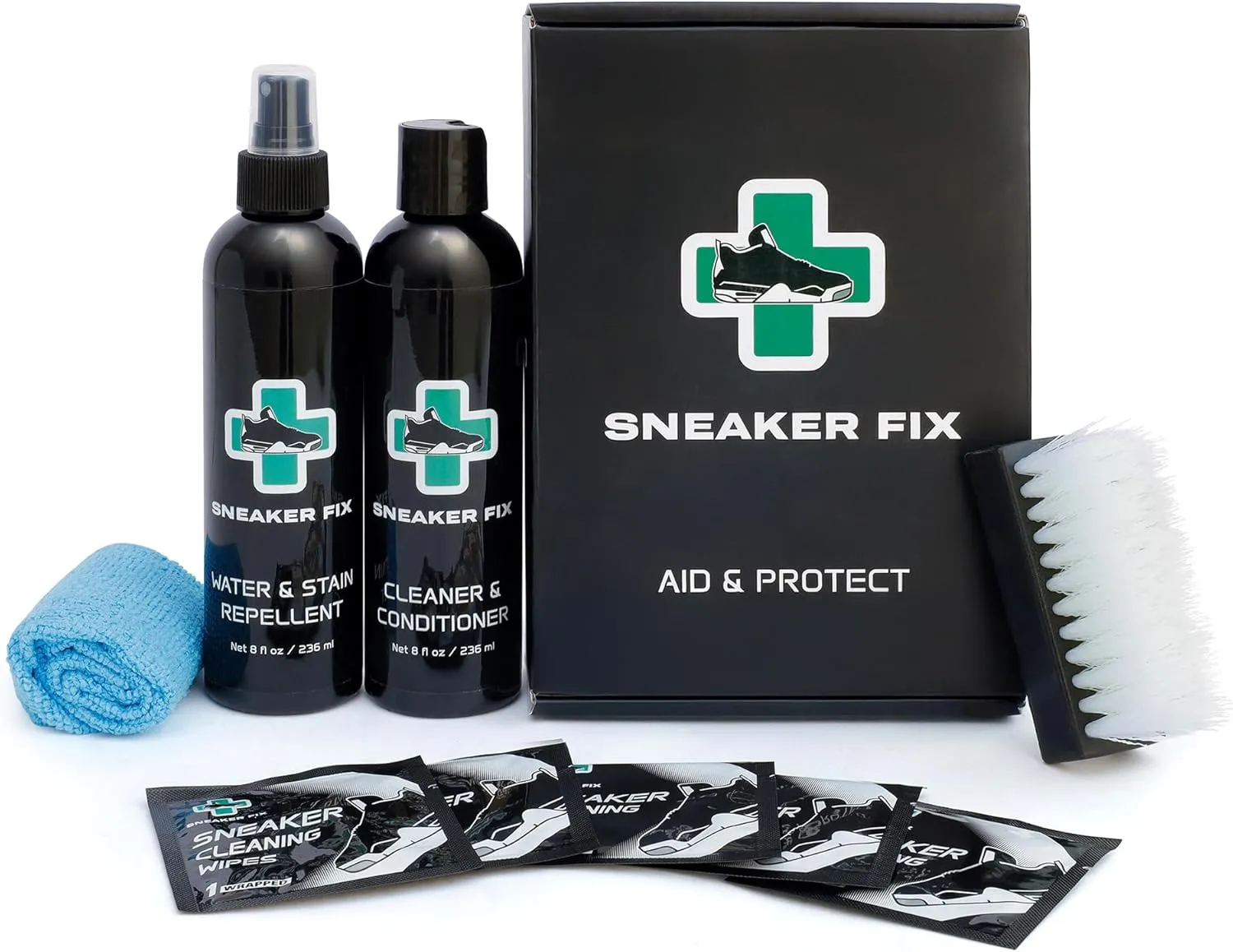 Sneaker Whitener Bundle White Shoe Paint Polish, White Sneaker Sponge Restorer & Instant Cleaner Conditioner, Brush