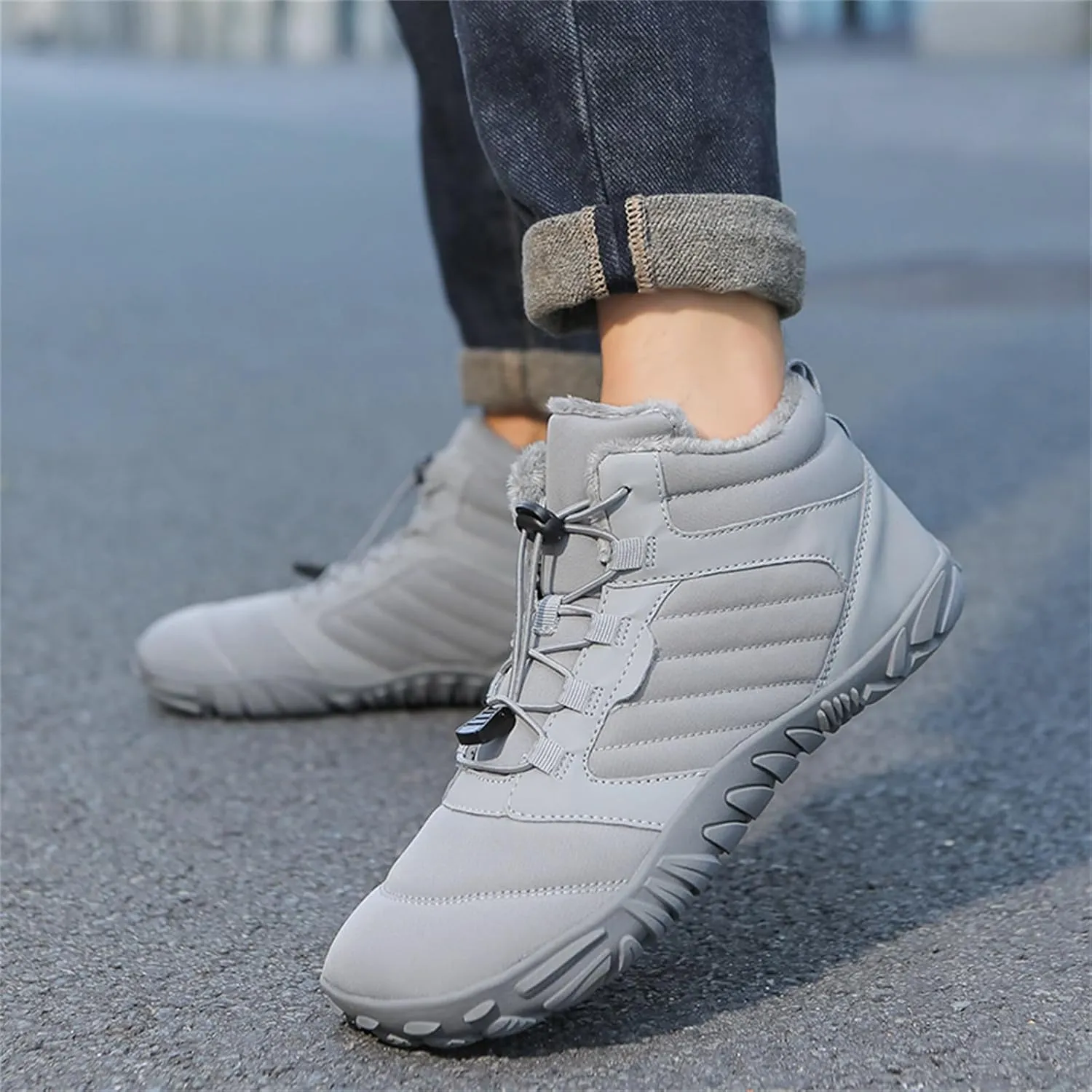 Snow Boots for Women Waterproof Comfortable Hiking Shoes Non Slip Wide Toe Box Sneakers Zero Drop Running Shoes Barefoot Boot Winter Snow Booties Faux Leather Fur Warm Boots Outdoor Running Shoe