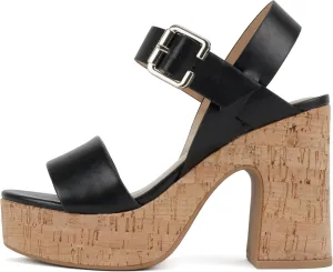 Soda “Annual” ~ Women Open Round Toe Single Band High Heel Notch Wedge Sandals with Adjustable Ankle Strap