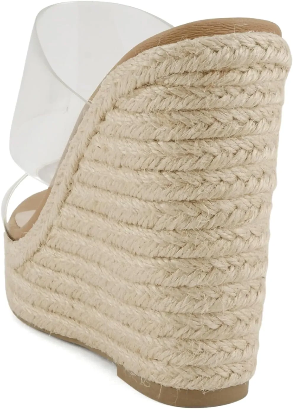 Soda Bigfan ~ Women Open Toe Clear Strap Espadrille Wedge Sandals
