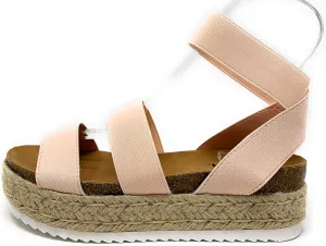 Soda Women's Spring Flatform Espadrille Wedge Sandal (6.5, Blush)