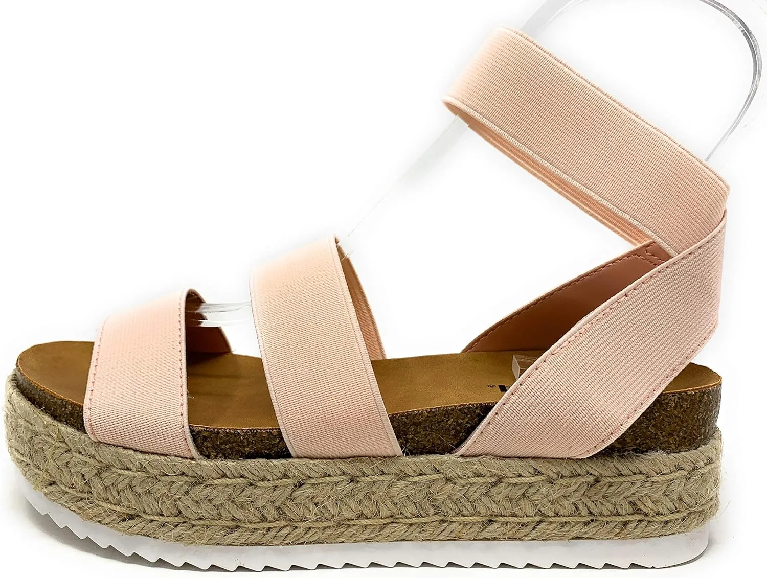 Soda Women's Spring Flatform Espadrille Wedge Sandal (6.5, Blush)