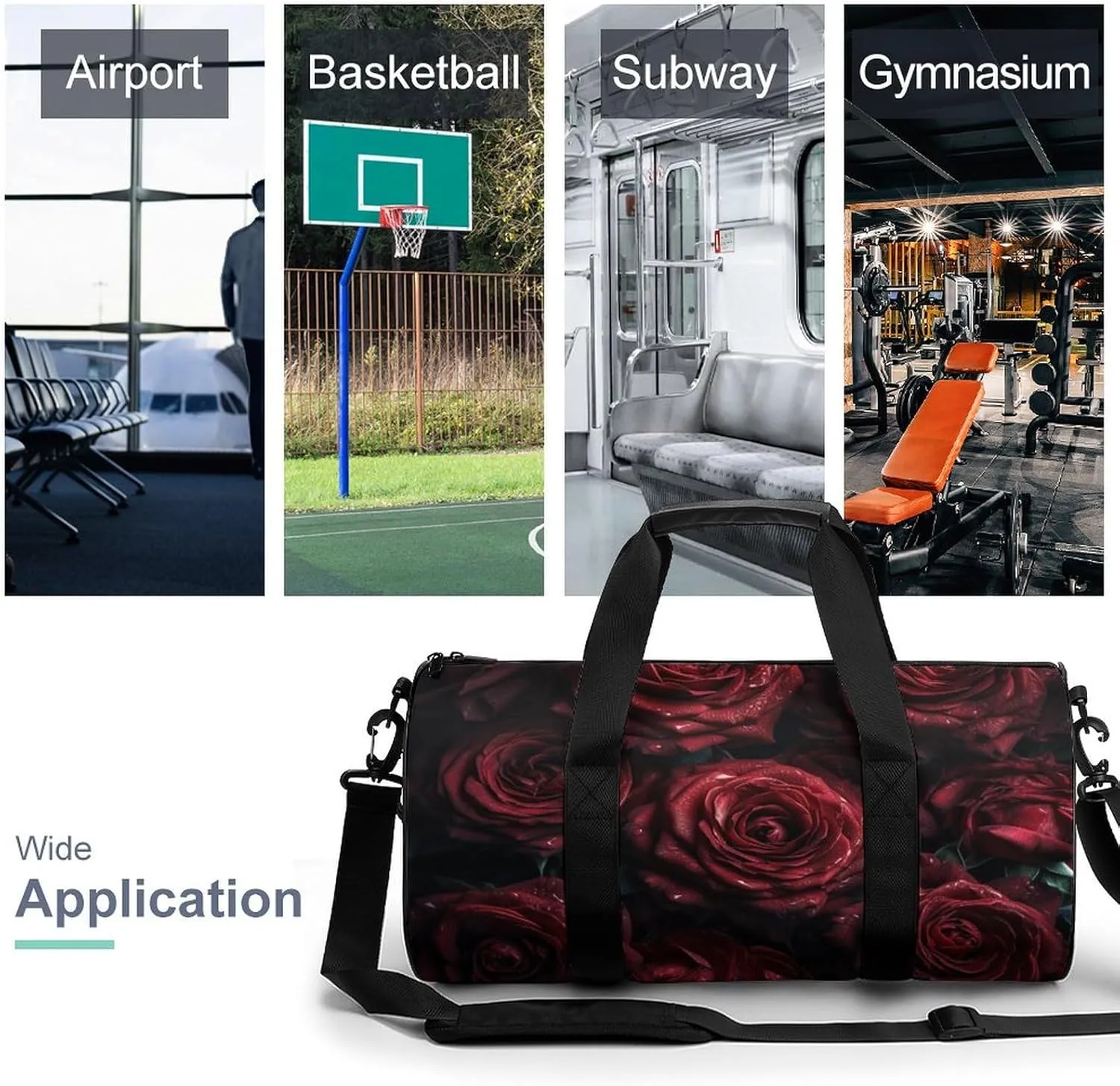 Sports Gym Bag for Women Men Travel Duffel Bag Tote Weekender Bag Handful of Fresh Flowers Carry on Overnight Bag for Travel Swimming Fitness Workout Sports Duffle Bag