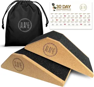 Squat Wedge Blocks (Set of 2) – Non-Slip Slant Boards for Lower Body Workouts, Ankle and Calf Stretching - Yoga Blocks, Designed to Elevate Heels and Squat Support - Includes Carry Bag