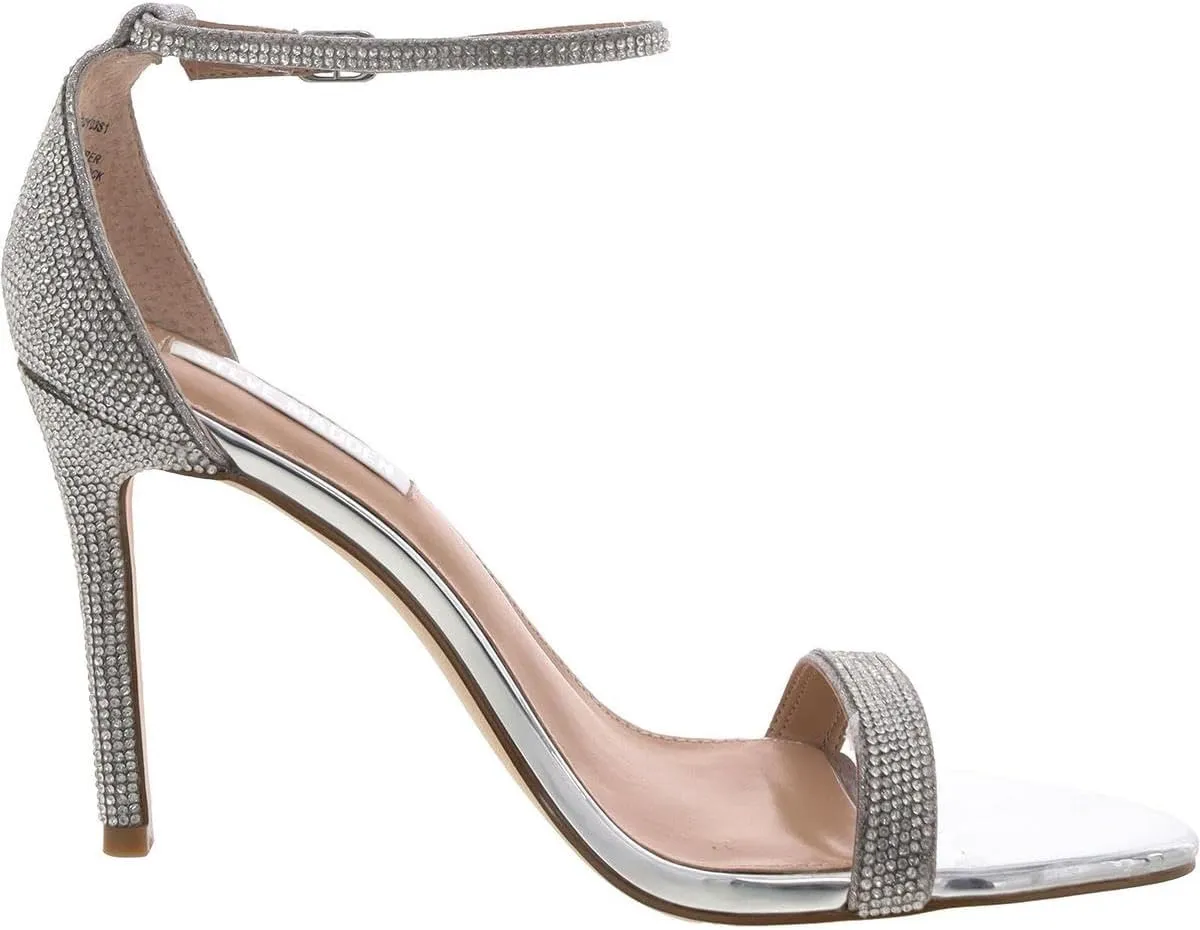 Steve Madden Womens Tecy Rhinestone Metallic Ankle Strap