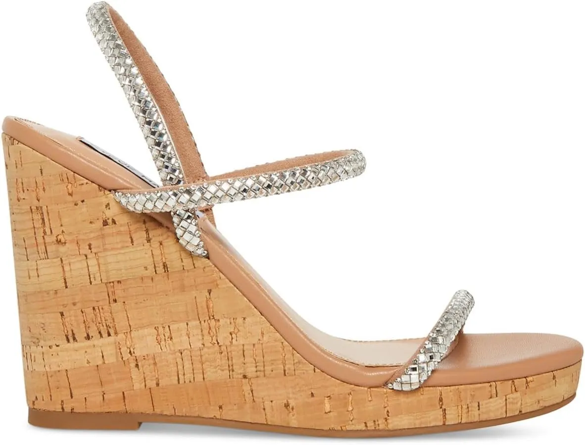 Steve Madden Womens Udell Cork Slip On Wedge Sandals