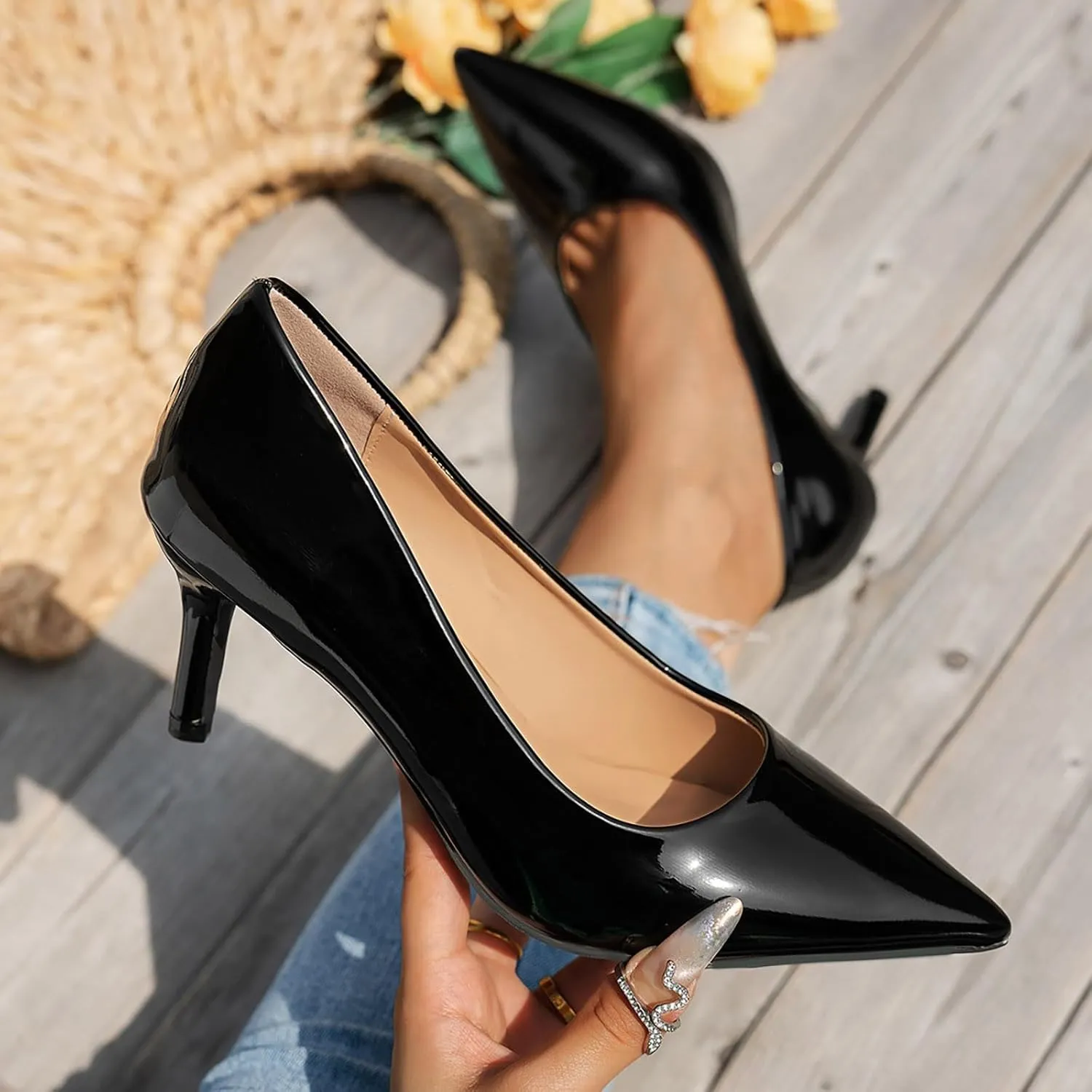 Stiletto Heels Dress Shoes for Women Comfy Party Closed Toe Heels Business Shoes for Women Low Heel