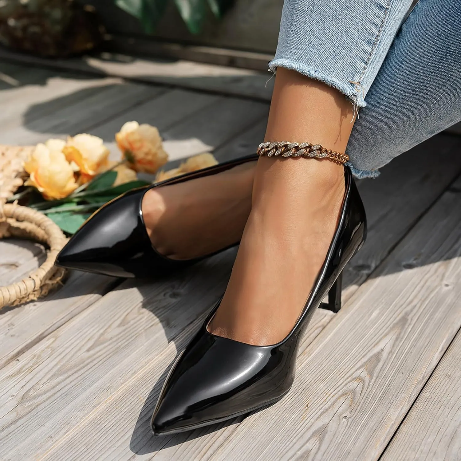 Stiletto Heels Dress Shoes for Women Comfy Party Closed Toe Heels Business Shoes for Women Low Heel