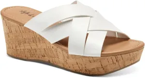 Style & Co. Womens VIOLETTE Cork Open Toe Wedge Sandals White 9 Medium (B,M)