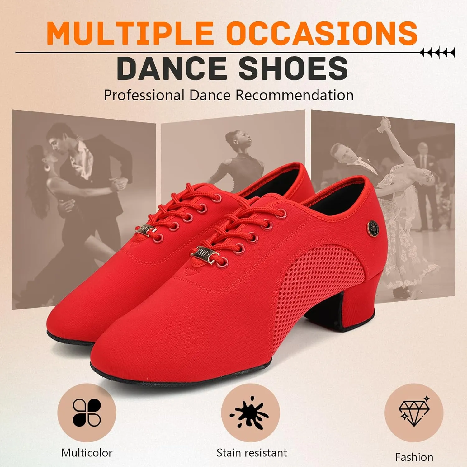 SWDZM Women's Latin Dance Shoes Lace-up Ballroom Modern Salsa Rhythm Teaching Practice Dance Shoes,Model RY1801