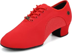 SWDZM Women's Latin Dance Shoes Lace-up Ballroom Modern Salsa Rhythm Teaching Practice Dance Shoes,Model RY1801