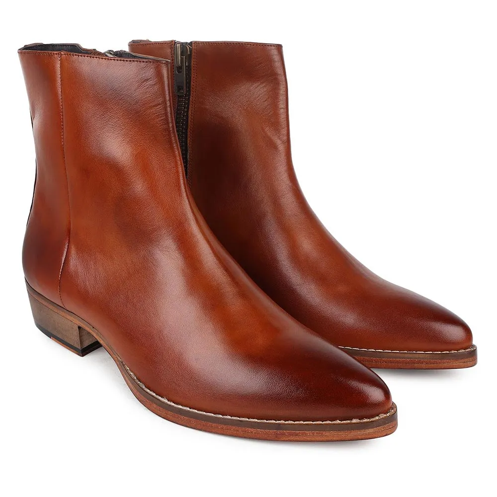 Tan Classic Zip Cowboy Boots
