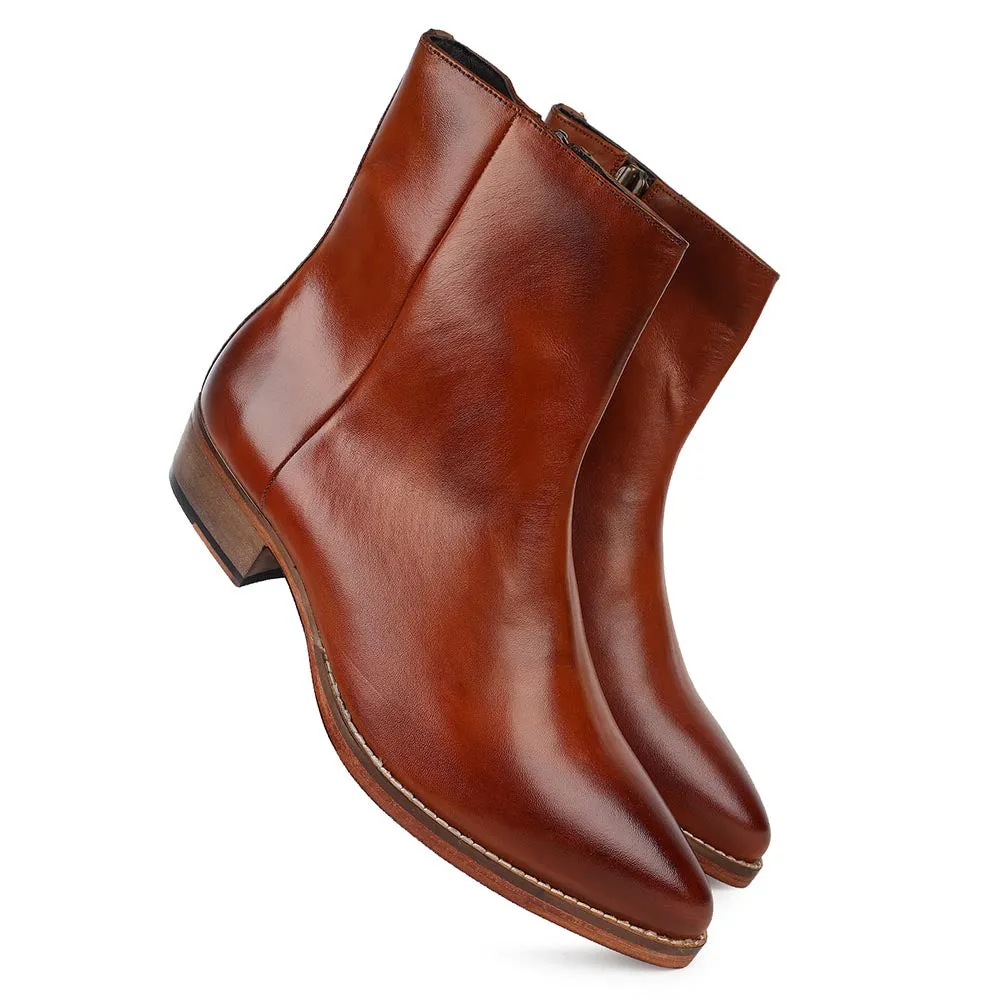 Tan Classic Zip Cowboy Boots
