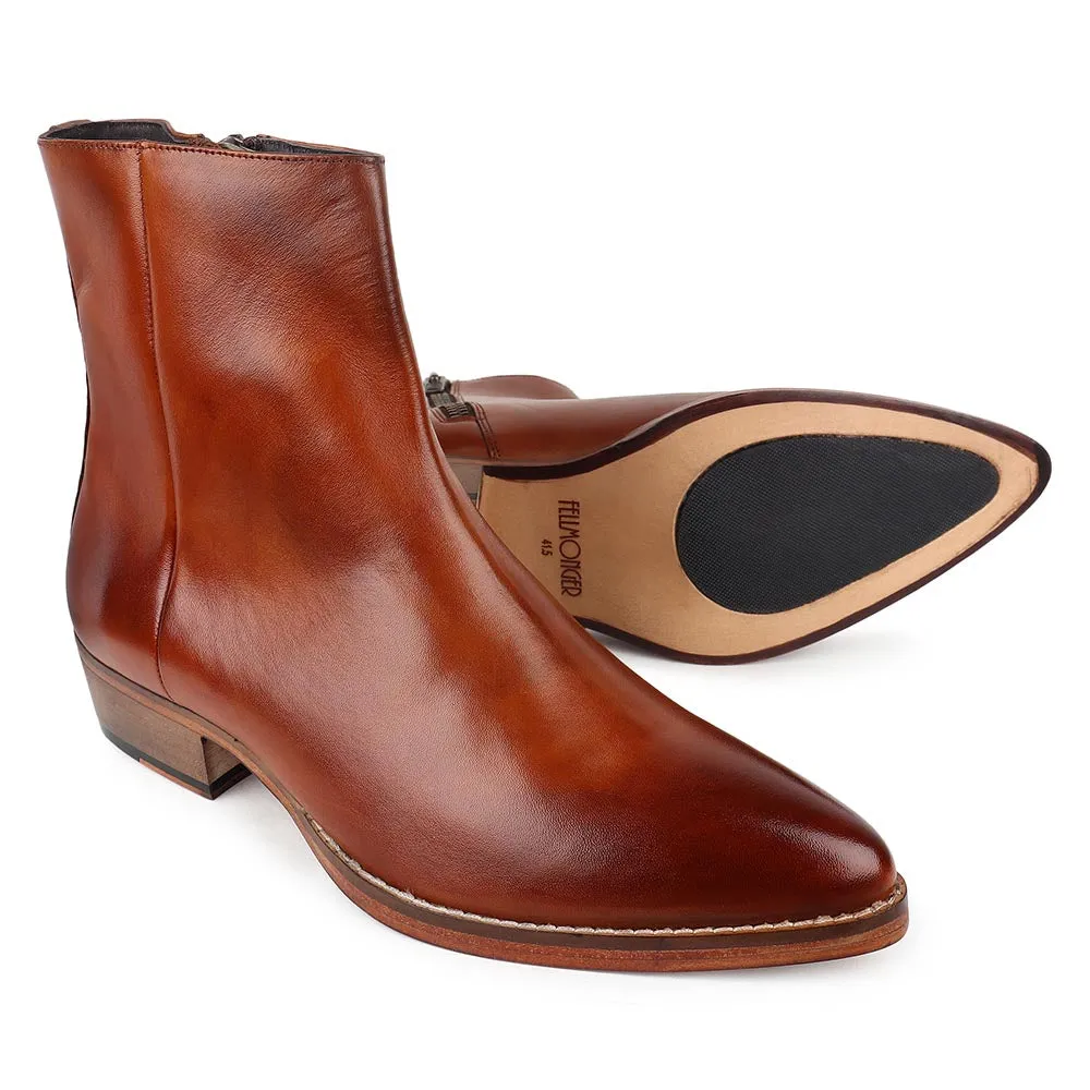 Tan Classic Zip Cowboy Boots